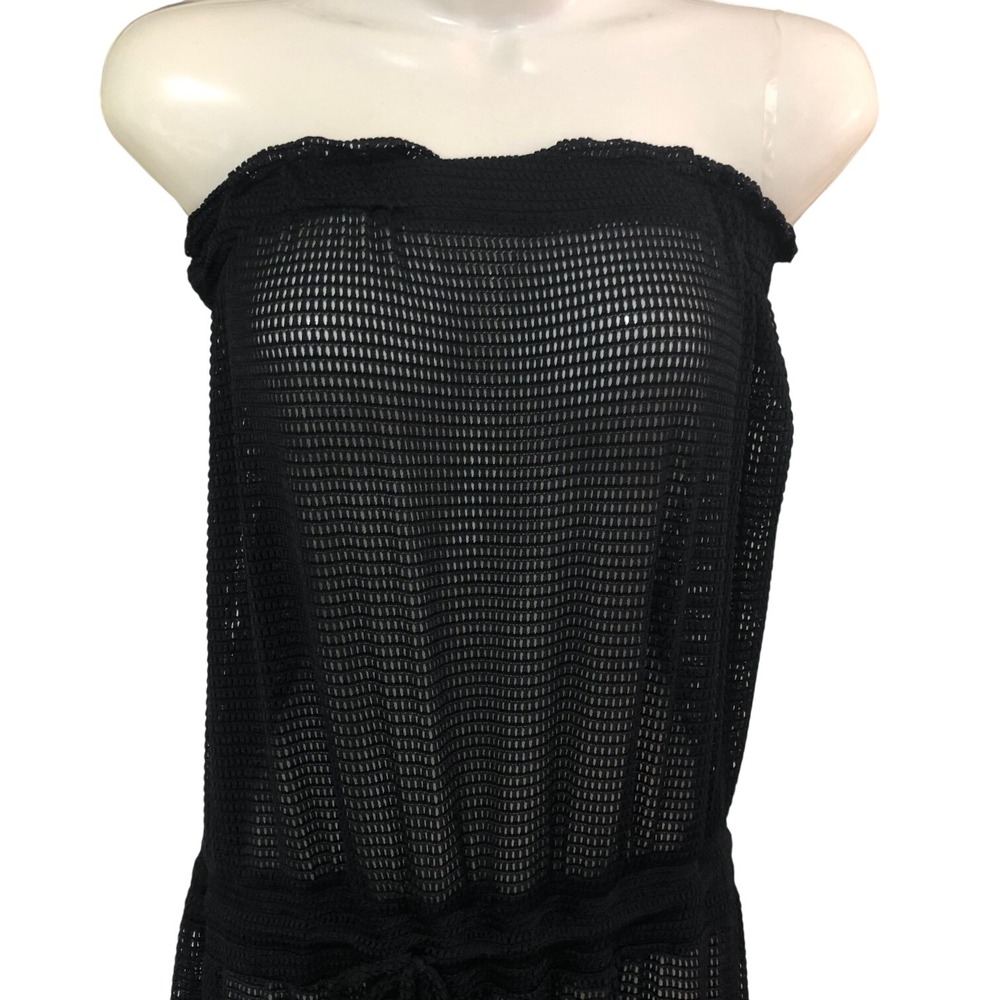NWOT Dotti Wide Leg Mesh Jumpsuit Strapless Womens XL Blk Beach Boho Goth Grunge